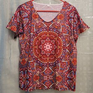 MANDALA SHORT SLEEVE COTTON TOP - LIKE NEW
